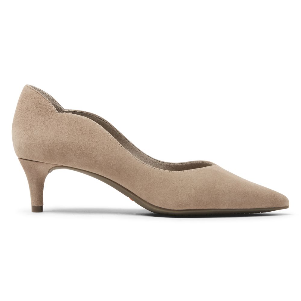 Rockport Canada Total Motion Noelle Scalloped-Back Heel - Womens Pumps Khaki (WBA047263)